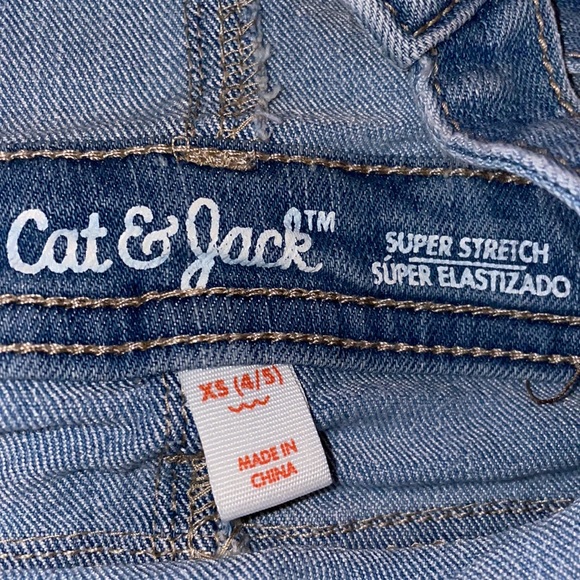 Cat & Jack girls denim overalls with lace trim hem - Picture 4 of 6